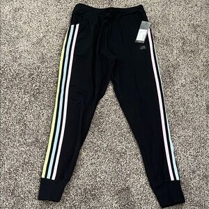 Girls Black Joggers with Multicolor Stripes